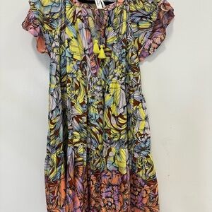 Anthropologie Floral Multicolor Dress with Tassel